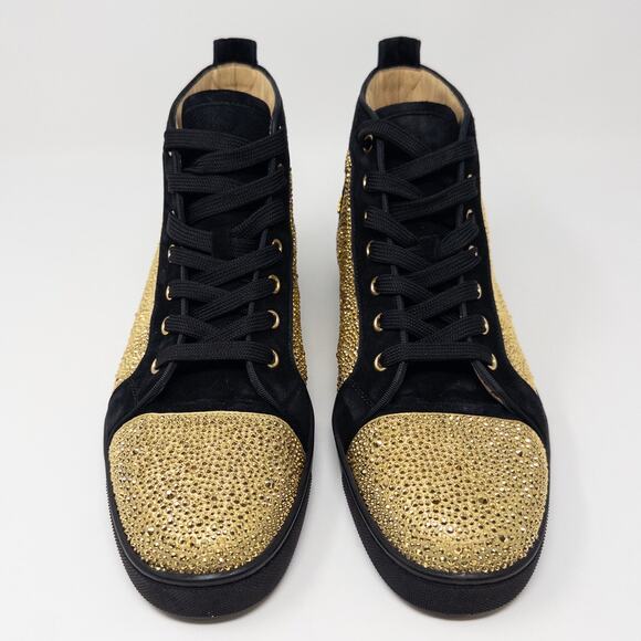 Christian Louboutin Louis Strass Gold & Black Crystal Sneakers Men’s EU 43 US 10 - Picture 5 of 9